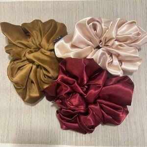 XXL Elegant Satin & Velvet Scrunchie Set - Gold, Red, and Cream